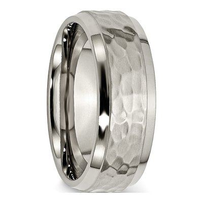 Titanium 8mm Hammered Comfort-Fit Wedding Band – view 7