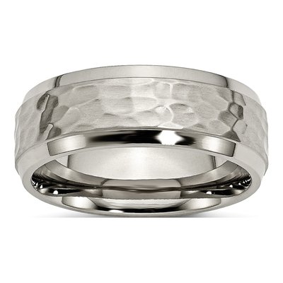 Titanium 8mm Hammered Comfort-Fit Wedding Band