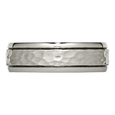 Titanium 7mm Hammered Grooved Comfort-Fit Wedding Band – view 4