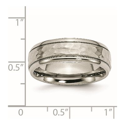 Titanium 7mm Hammered Grooved Comfort-Fit Wedding Band – view 8