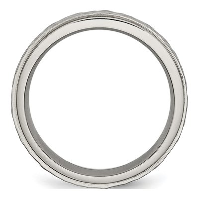 Titanium 6mm Hammered Ridged Edge Comfort-Fit Wedding Band – view 5