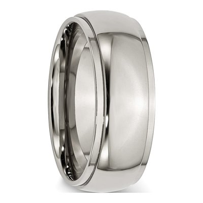 Titanium 8mm Ridged Edge Wedding Band – view 5