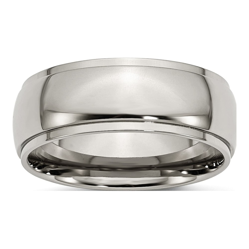 Titanium 8mm Ridged Edge Wedding Band