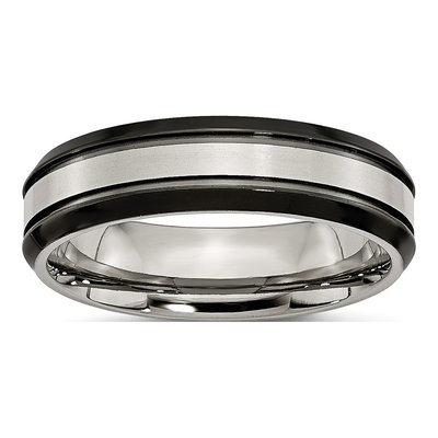 Black Titanium 6mm Beveled Wedding Band
