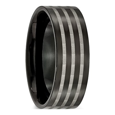 Black Titanium 8mm Stripe Wedding Band – view 5