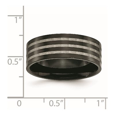 Black Titanium 8mm Stripe Wedding Band – view 7