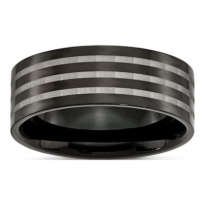 Black Titanium 8mm Stripe Wedding Band
