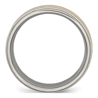 Titanium 8mm IP Ridged Wedding Band – view 3