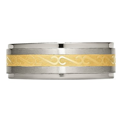 Titanium 8mm IP Ridged Wedding Band – view 4