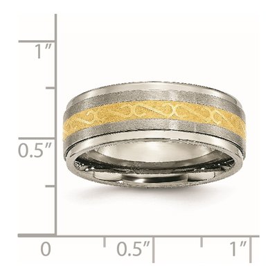 Titanium 8mm IP Ridged Wedding Band – view 7