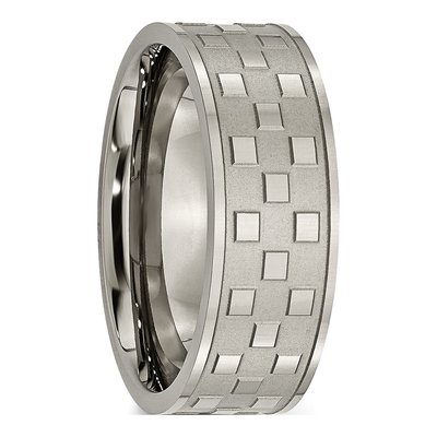 Titanium 8mm Checkered Wedding Band – view 5