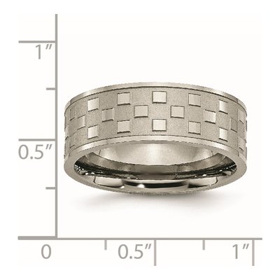 Titanium 8mm Checkered Wedding Band – view 7