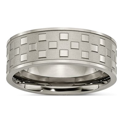 Titanium 8mm Checkered Wedding Band