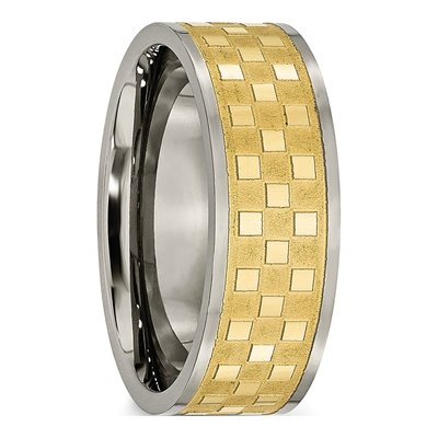 Titanium 8mm IP Checkered Wedding Band – view 5