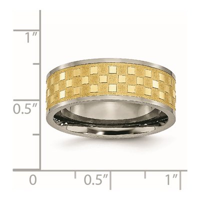 Titanium 8mm IP Checkered Wedding Band – view 7