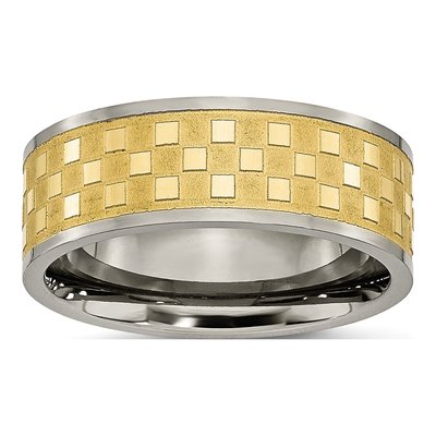 Titanium 8mm IP Checkered Wedding Band