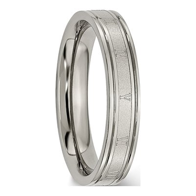 Titanium 4mm Roman Numeral Wedding Band – view 5