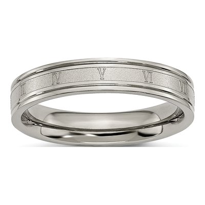 Titanium 4mm Roman Numeral Wedding Band