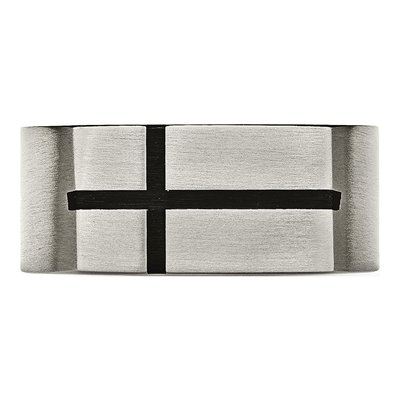 Titanium 10mm Black Enamel Cross Wedding Band – view 5