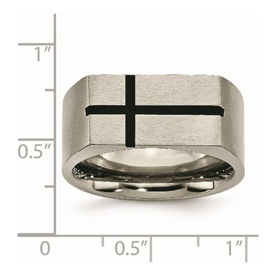 Titanium 10mm Black Enamel Cross Wedding Band – view 8