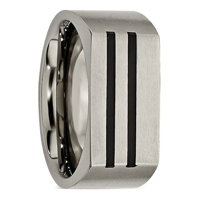 Titanium 10mm Black Enamel Stripe Wedding Band – view 6