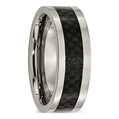 Titanium 8mm Black Carbon Fiber Comfort-Fit Wedding Band – view 7