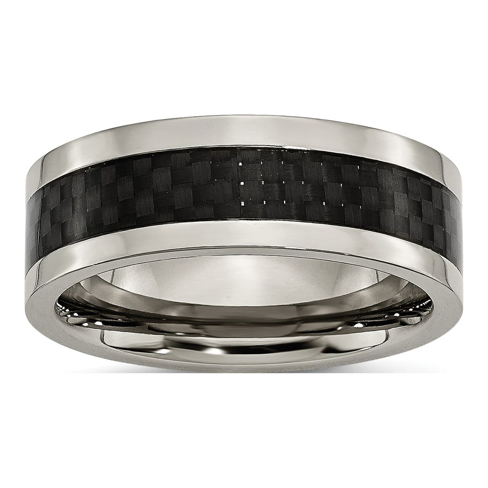 Titanium 8mm Black Carbon Fiber Comfort-Fit Wedding Band