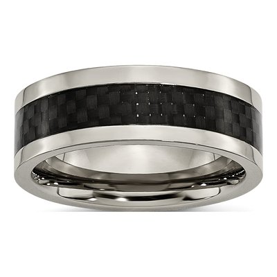 Titanium 8mm Black Carbon Fiber Comfort-Fit Wedding Band