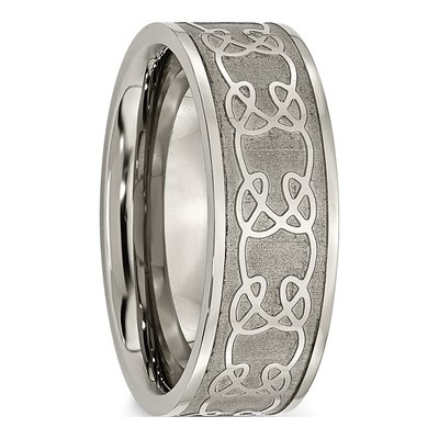Titanium 8mm Scroll Wedding Band – view 5