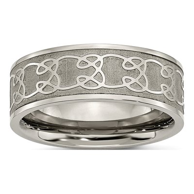 Titanium 8mm Scroll Wedding Band