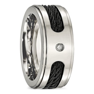 Black Titanium 1/20 ct tw Diamond Wedding Band – view 7