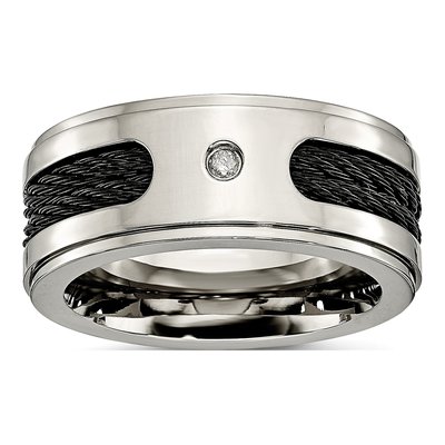 Black Titanium 1/20 ct tw Diamond Wedding Band