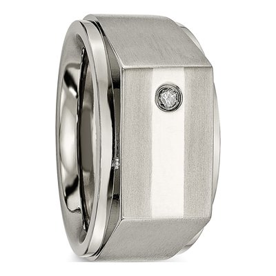Titanium 1/20 ct tw Diamond Signet Wedding Band – view 7