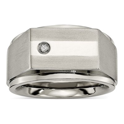 Titanium 1/20 ct tw Diamond Signet Wedding Band