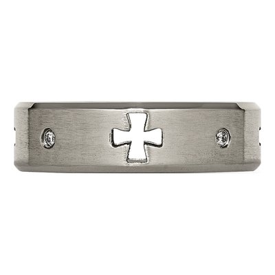 Titanium 1/20 ct tw Diamond Cross Cut-Out Wedding Band – view 5