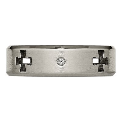 Titanium 1/20 ct tw Diamond Cross Cut-Out Wedding Band – view 6