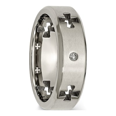 Titanium 1/20 ct tw Diamond Cross Cut-Out Wedding Band – view 7