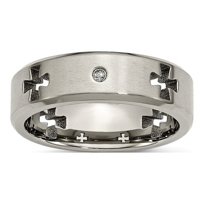 Titanium 1/20 ct tw Diamond Cross Cut-Out Wedding Band