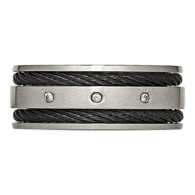Black Titanium 1/20 ct tw Diamond Wedding Band – view 6
