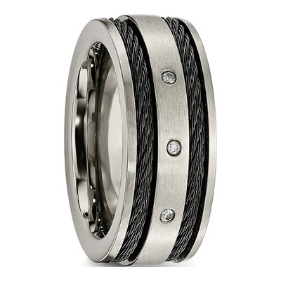 Black Titanium 1/20 ct tw Diamond Wedding Band – view 7