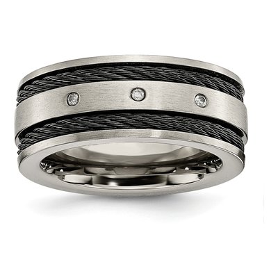 Black Titanium 1/20 ct tw Diamond Wedding Band