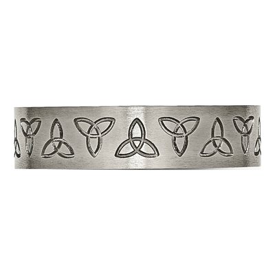 Titanium 6mm Trinity Symbol Flat Wedding Band – view 5