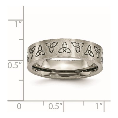 Titanium 6mm Trinity Symbol Flat Wedding Band – view 8
