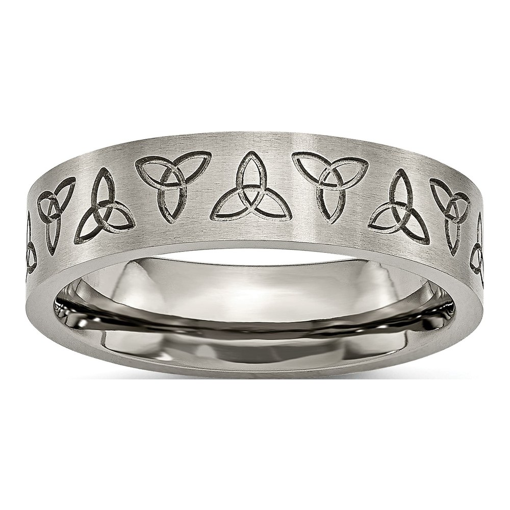 Titanium 6mm Trinity Symbol Flat Wedding Band