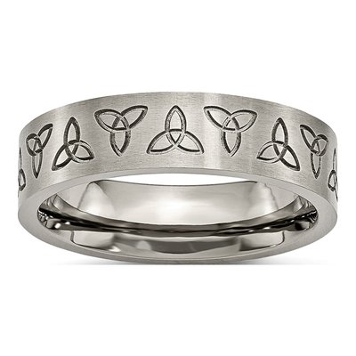 Titanium 6mm Trinity Symbol Flat Wedding Band
