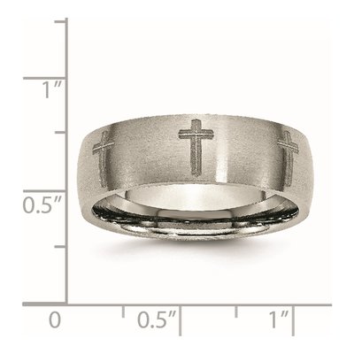 Titanium 8mm Cross Laser Design Wedding Band – view 8