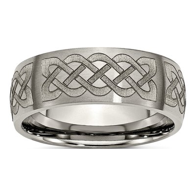 Titanium 8mm Celtic Laser Wedding Band
