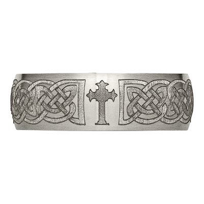 Titanium 8mm Celtic Cross Wedding Band – view 6