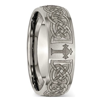 Titanium 8mm Celtic Cross Wedding Band – view 7