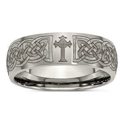 Titanium 8mm Celtic Cross Wedding Band